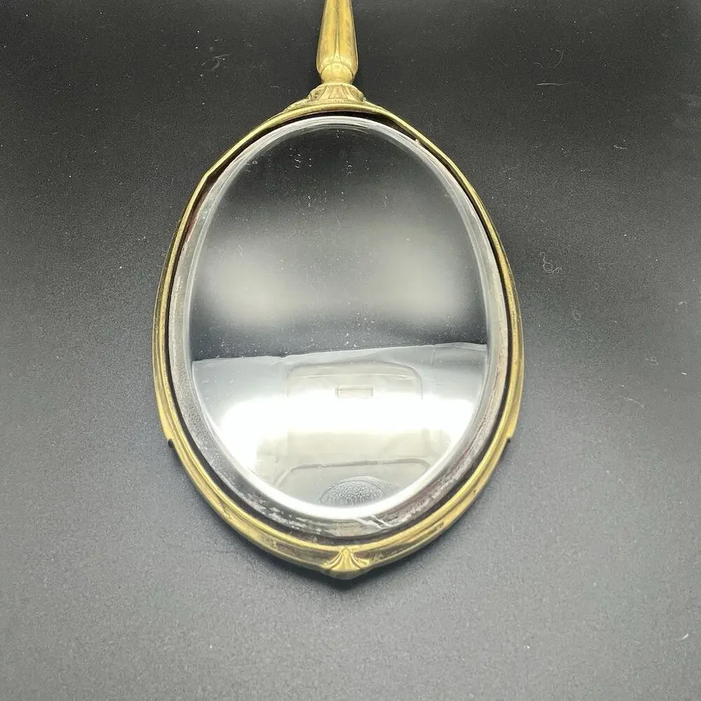 Vintage 1930s George Webster Co MIR-A-GOLD 24K Gold Plated Hand Vanity Mirror